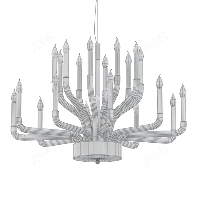 Venetian Glass Brass Chandelier 3D model image 2