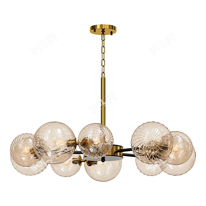 Amber Glass Retro Chandelier Pendant 3D model image 1