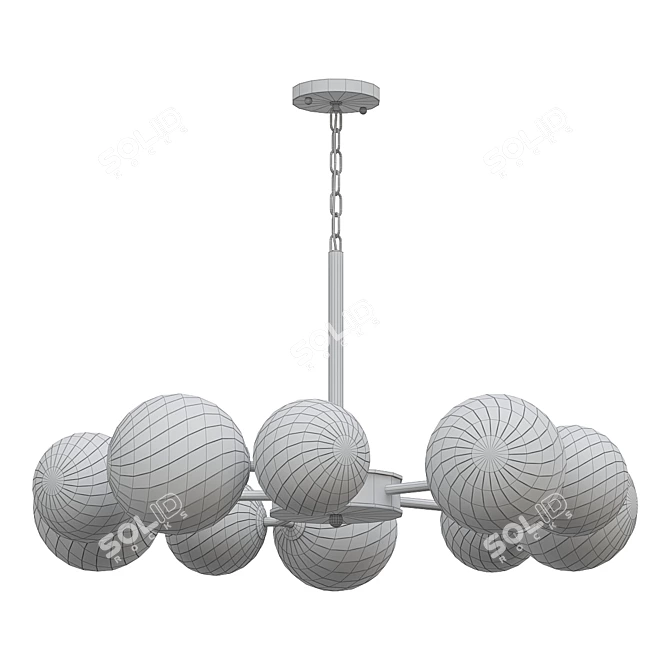 Amber Glass Retro Chandelier Pendant 3D model image 2