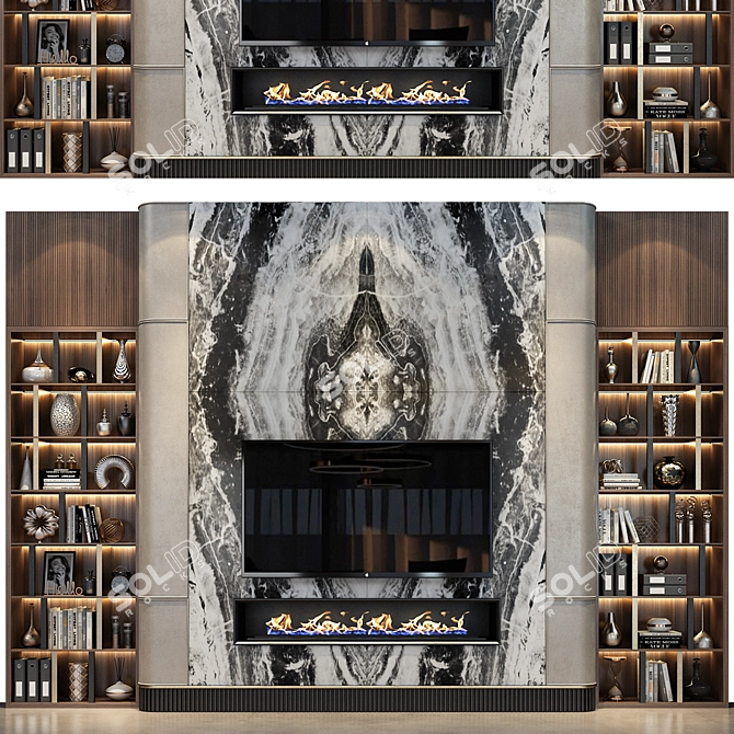 Modern TV Wall Decor Shelf 3D model image 1