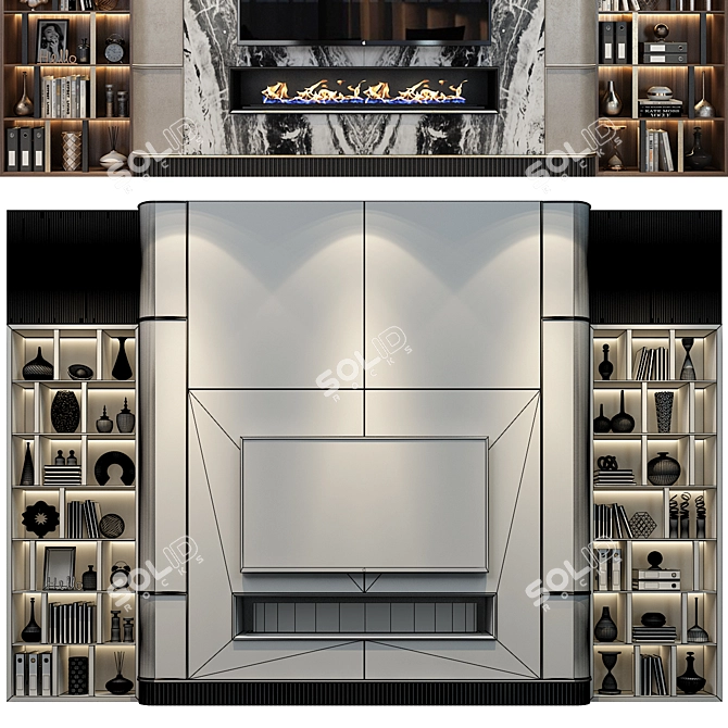 Modern TV Wall Decor Shelf 3D model image 2