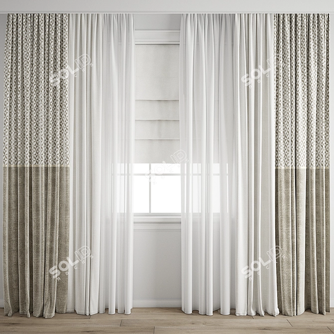 Detailed Curtain 3D Model Archive 3D model image 1