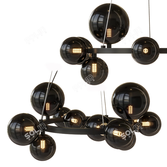 Modern Black Pendant Chandelier Lighting 3D model image 1