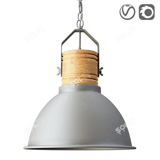 FRIEDA Gray Metal Pendant Light 3D model image 1