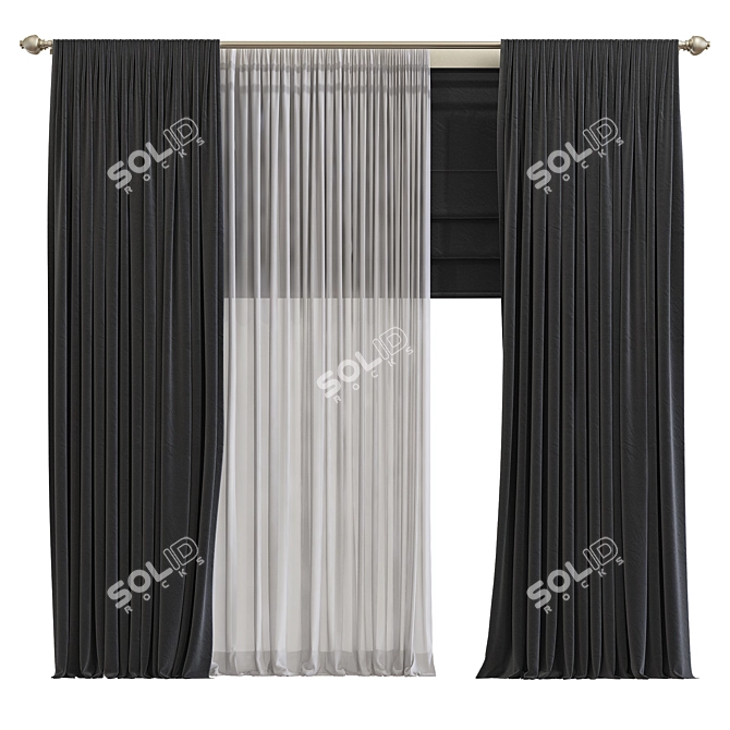 Retopologized Curtain Design 3D model image 1