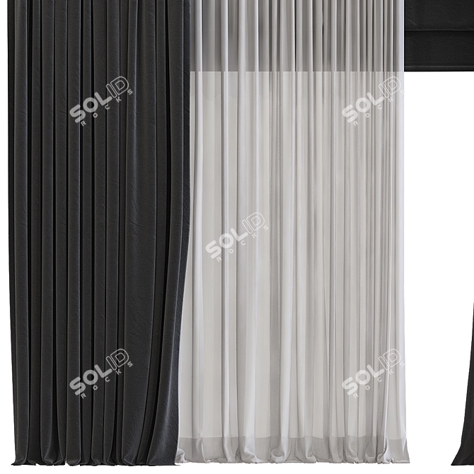 Retopologized Curtain Design 3D model image 2