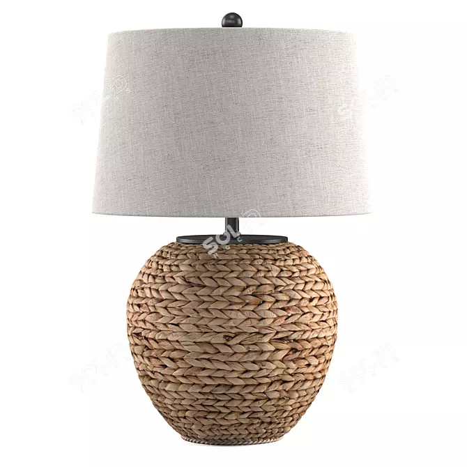 Handwoven Banana Leaf Basket Table Lamp 3D model image 1