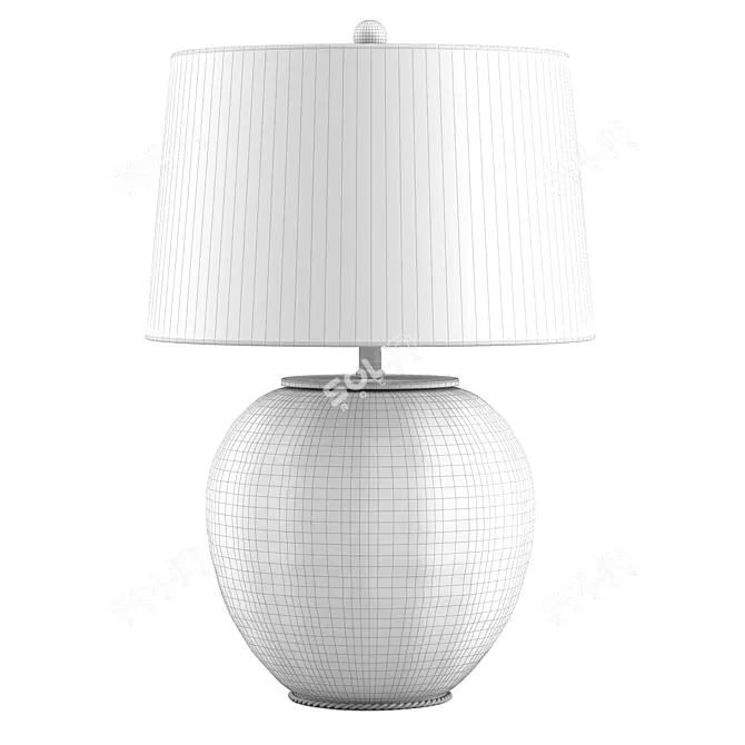 Handwoven Banana Leaf Basket Table Lamp 3D model image 2