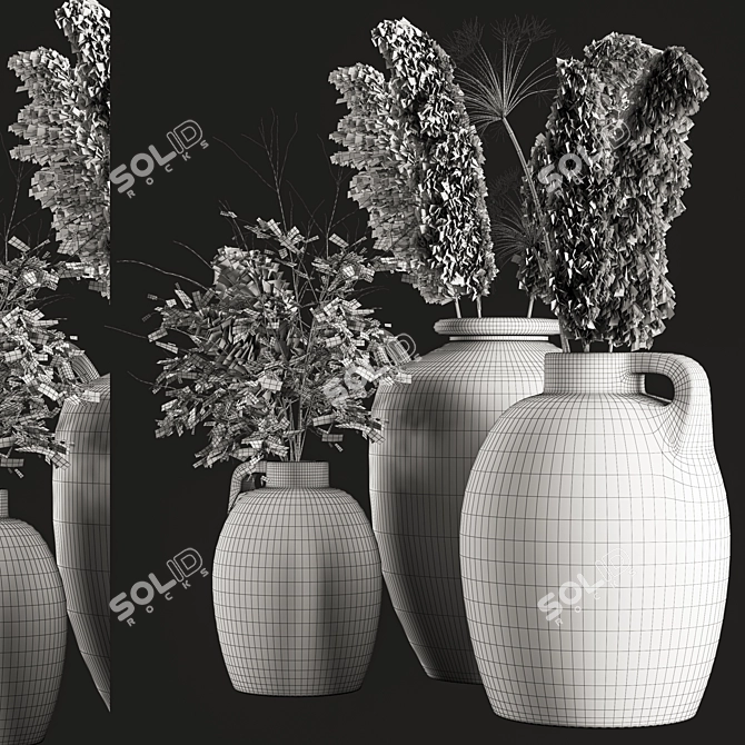 Three Vase Indoor Bouquet 3D model image 5