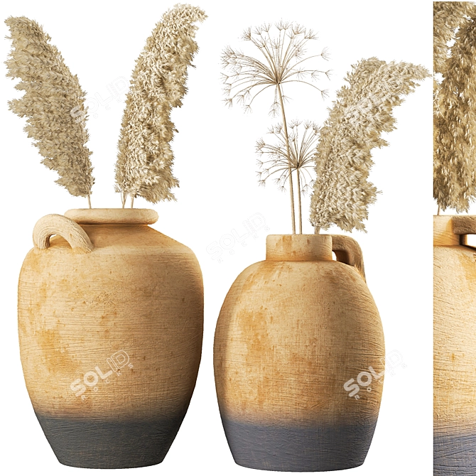 Three Vase Indoor Bouquet 3D model image 8