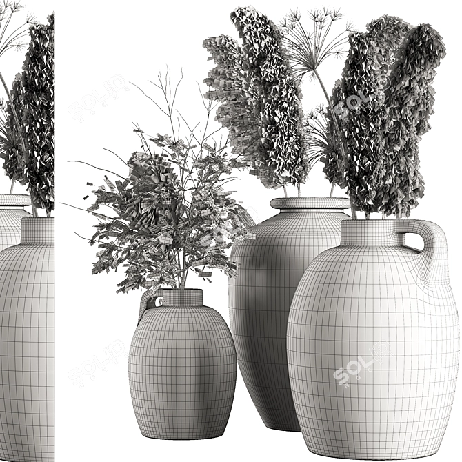 Three Vase Indoor Bouquet 3D model image 11