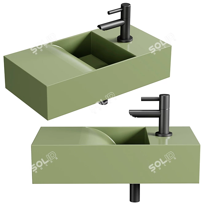 Matte Green Link Fontein 50x26 cm 3D model image 1