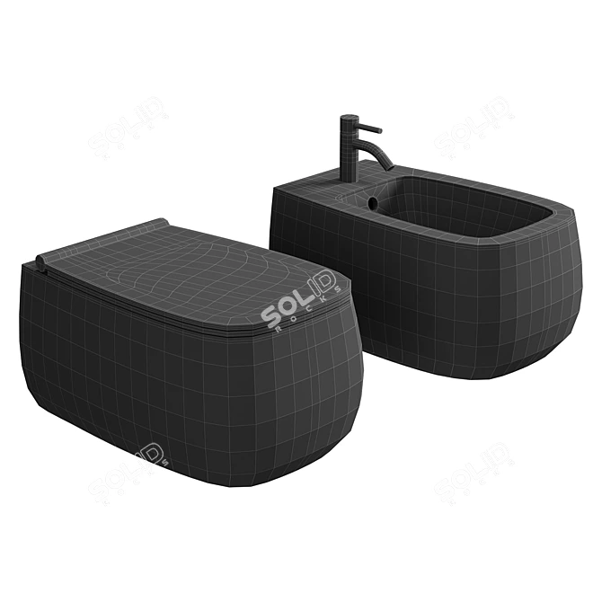 Modern Rimless Ceramic Wall Closet 3D model image 2