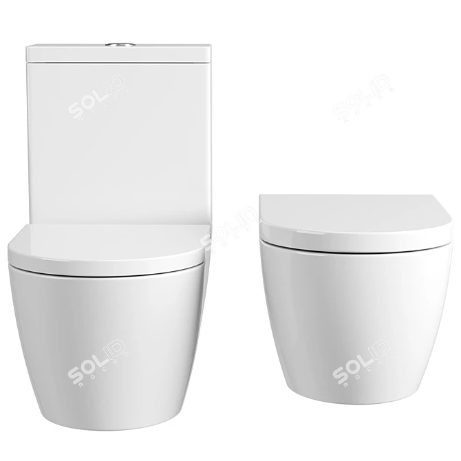 Modern Dual Flush Toilet Set 3D model image 2