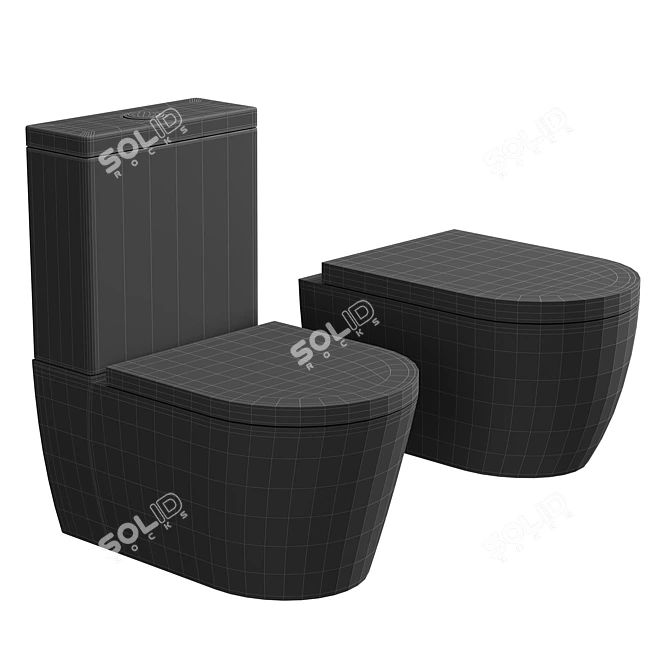 Modern Dual Flush Toilet Set 3D model image 3