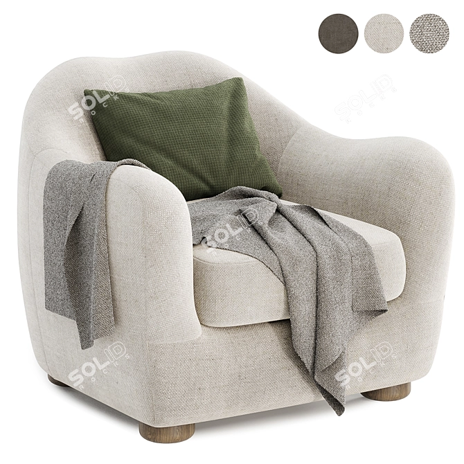 Elegant Bacio Lounge Chair 3D model image 2