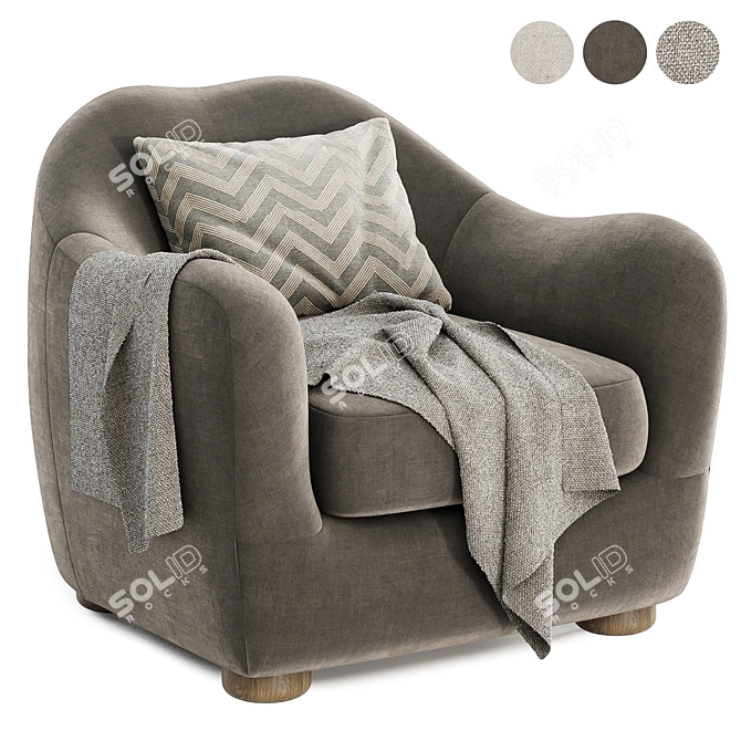 Elegant Bacio Lounge Chair 3D model image 3