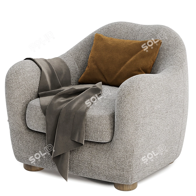 Elegant Bacio Lounge Chair 3D model image 4