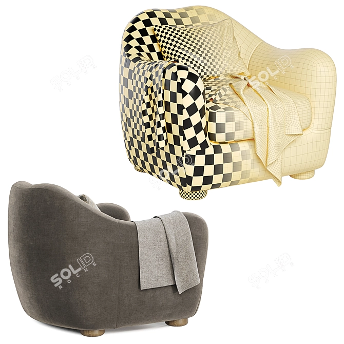 Elegant Bacio Lounge Chair 3D model image 5