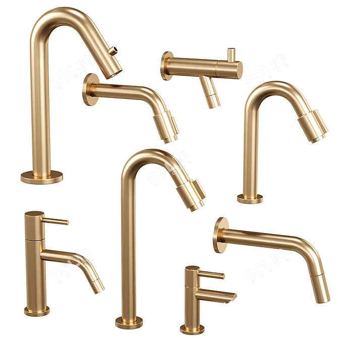 Luxury Bathroom Faucet Set Mélange Gold 3D model image 3