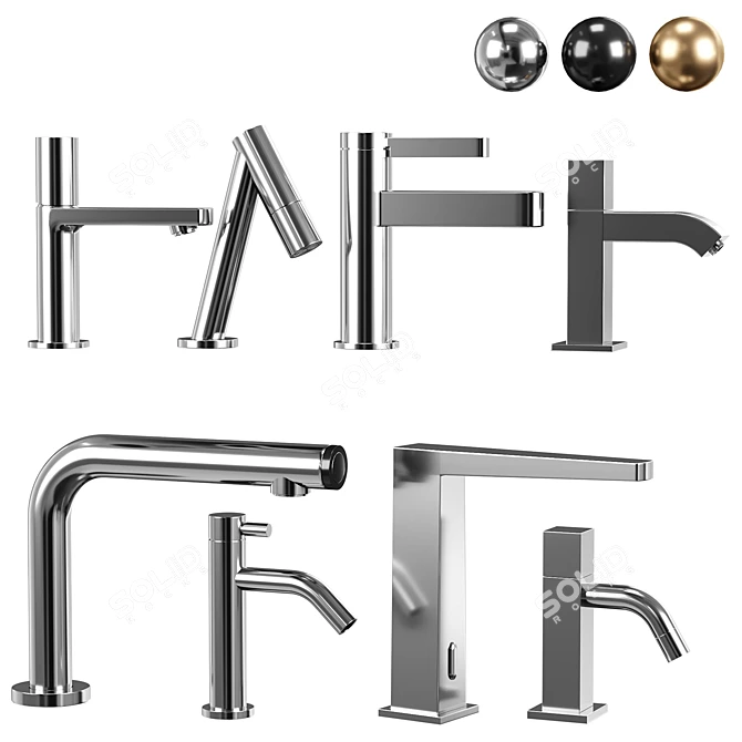 Modern Matte Black Bathroom Faucets 3D model image 1