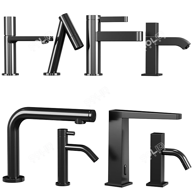 Modern Matte Black Bathroom Faucets 3D model image 2