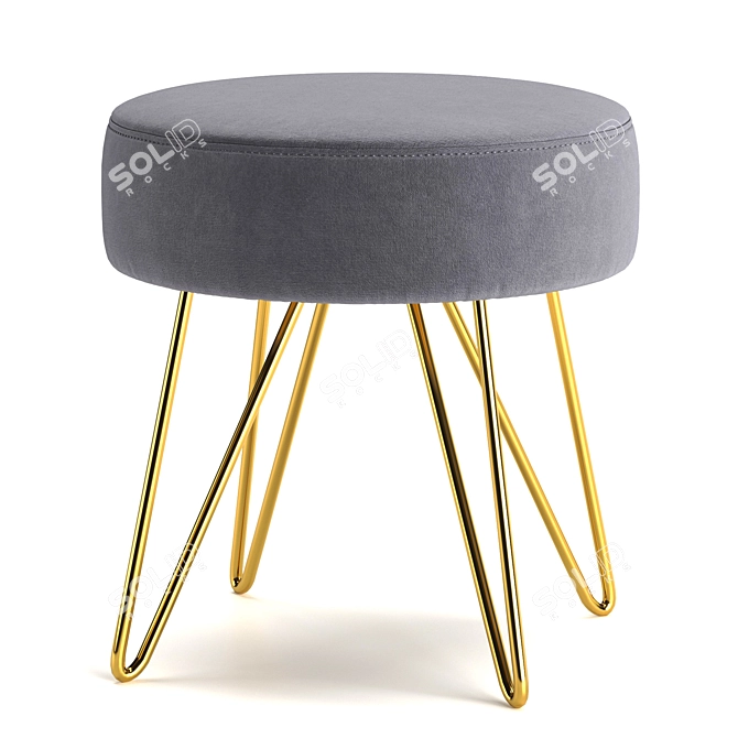 Elegant Velvet Upholstered Stool 3D model image 1