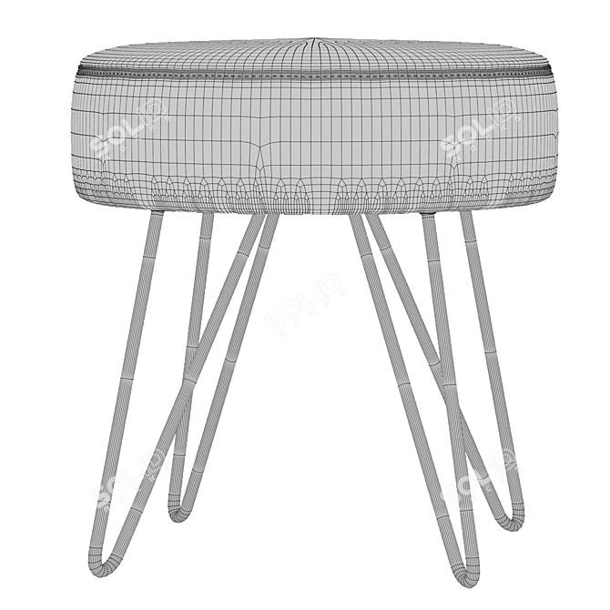 Elegant Velvet Upholstered Stool 3D model image 3