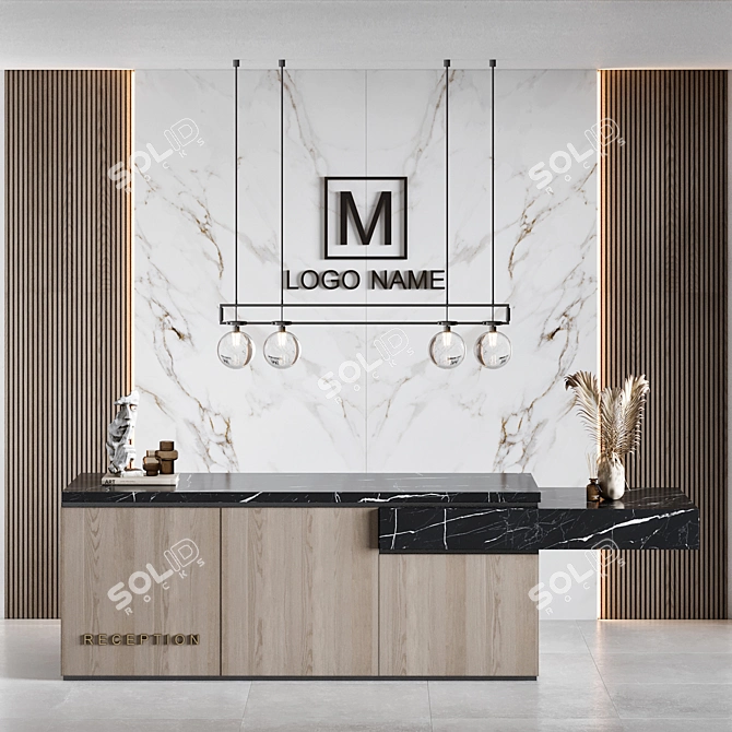 Modern 3D Reception Desk Model 3D model image 1