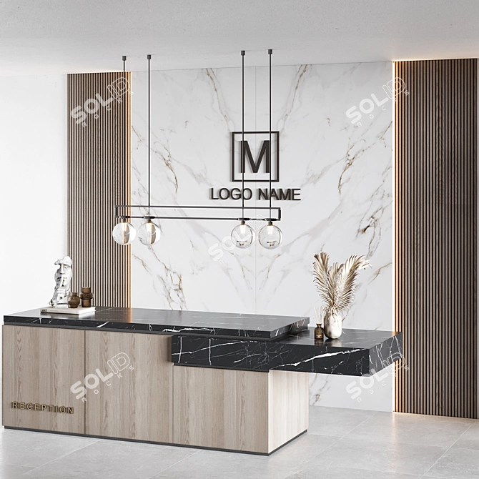 Modern 3D Reception Desk Model 3D model image 2