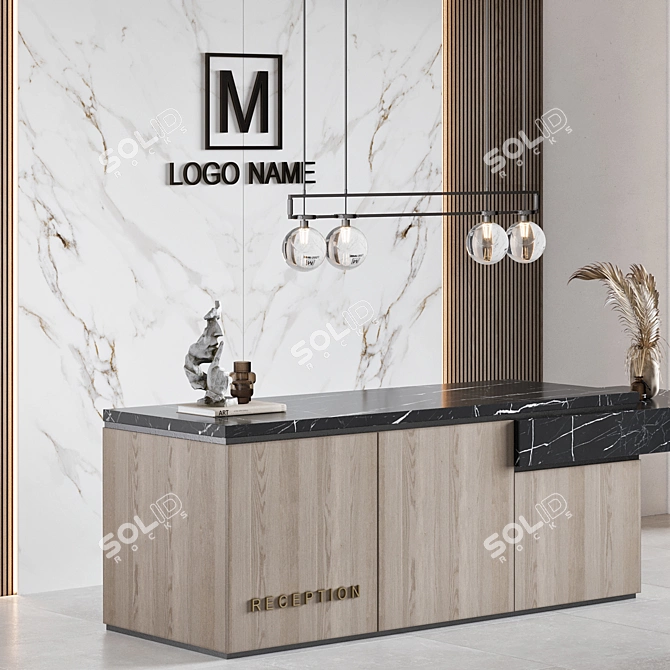 Modern 3D Reception Desk Model 3D model image 5