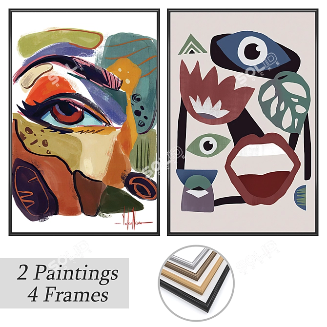 Artwork Set with Multiple Frames 3D model image 1