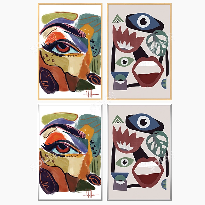 Artwork Set with Multiple Frames 3D model image 3
