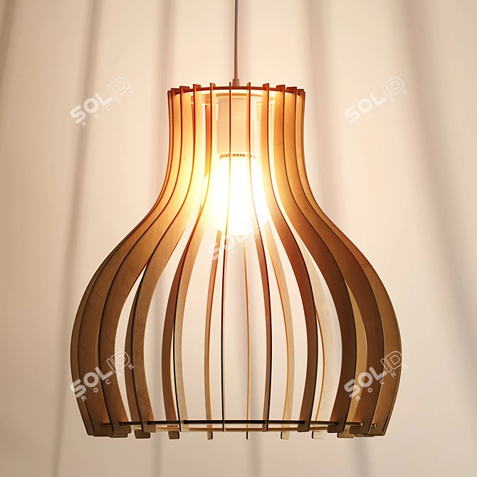 Natural Wood Pendant Light Fiji 3D model image 3