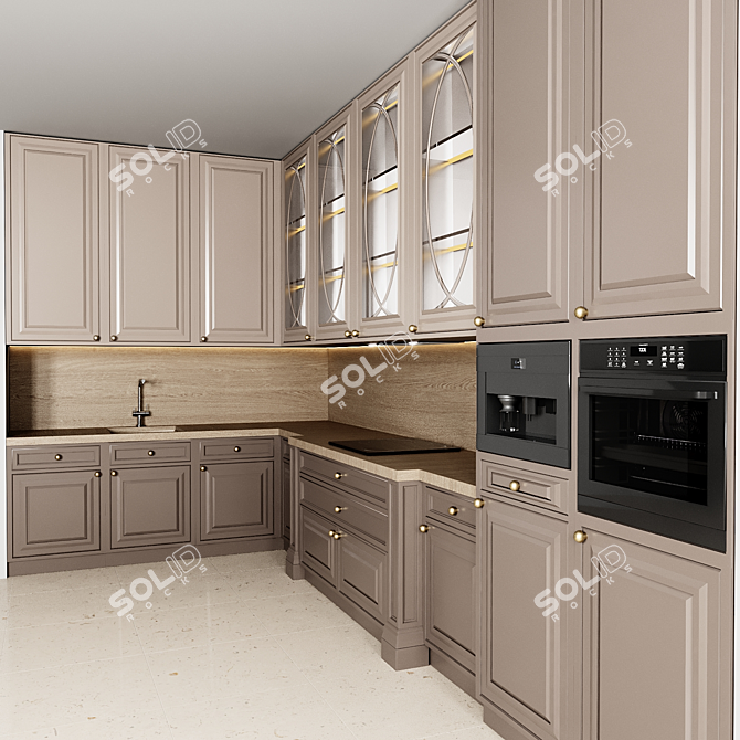 Modern Kitchen Modular Set 3D model image 2