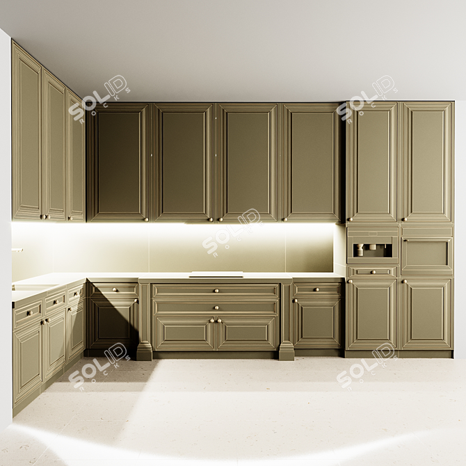 Modern Kitchen Modular Set 3D model image 4