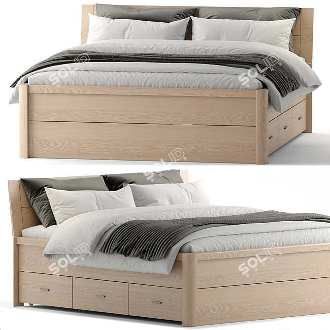 Lyngby Stained Bed Frame 3D model image 1