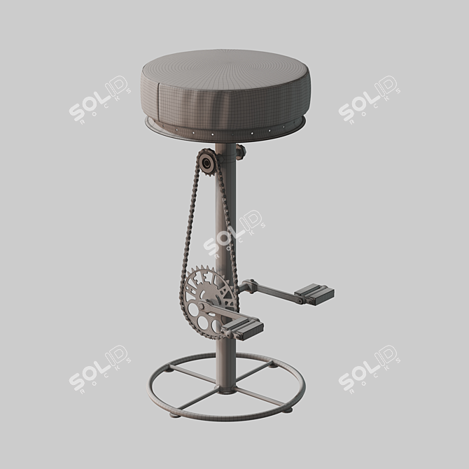 Steel Base Buffalo Leather Bar Stool 3D model image 2