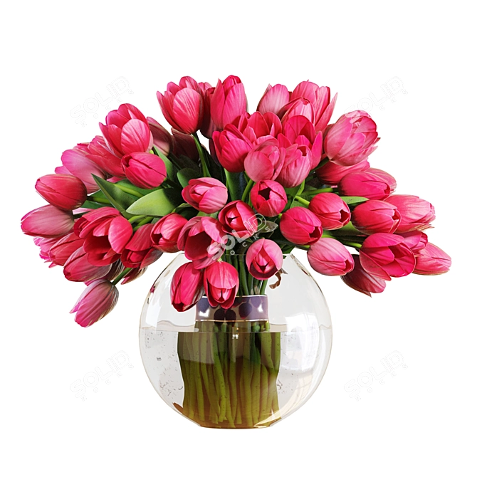 Pink Tulips Bouquet 3D Model 3D model image 1