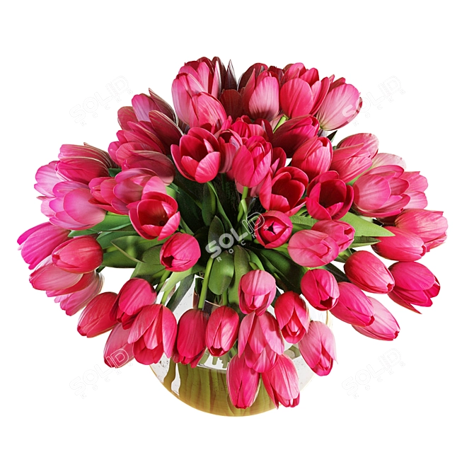 Pink Tulips Bouquet 3D Model 3D model image 2