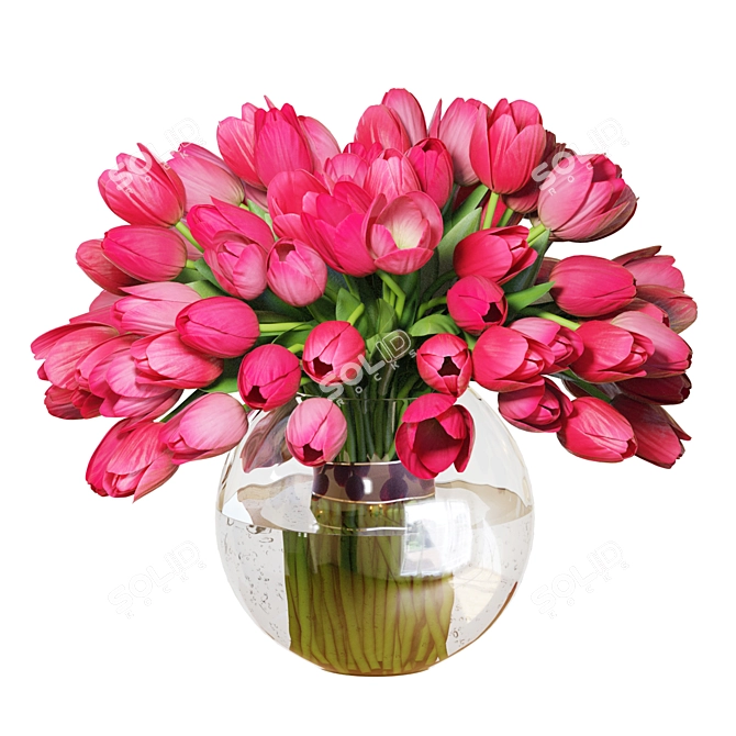 Pink Tulips Bouquet 3D Model 3D model image 3