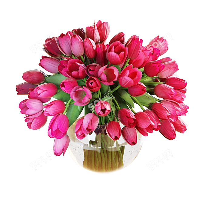 Pink Tulips Bouquet 3D Model 3D model image 4