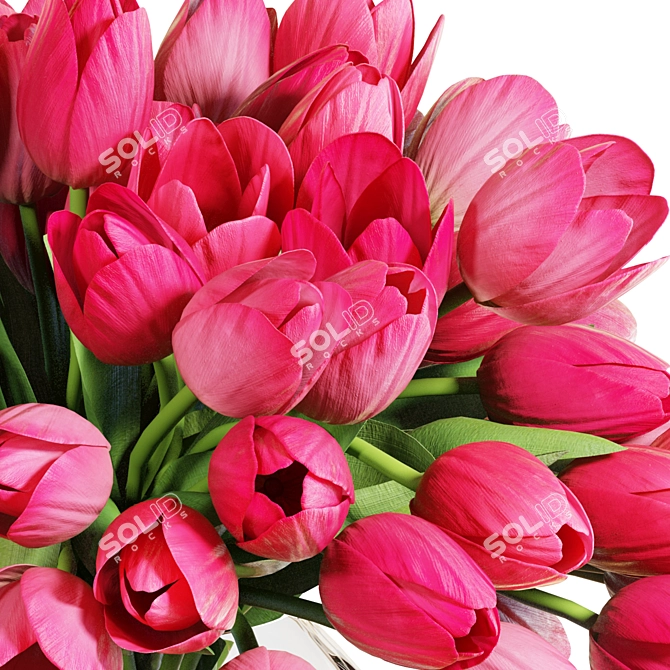 Pink Tulips Bouquet 3D Model 3D model image 5