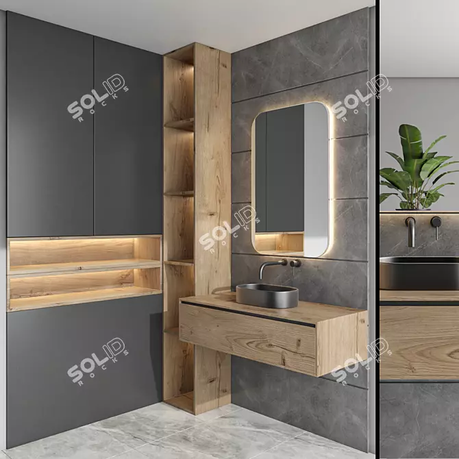 Versatile Bathroom Furniture Set 70 3D model image 1