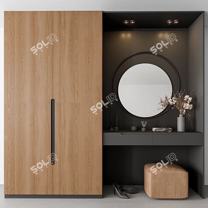 Modern Black Wood Entryway 3D model image 1