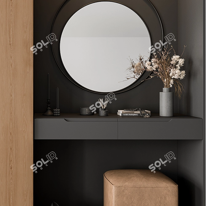 Modern Black Wood Entryway 3D model image 2