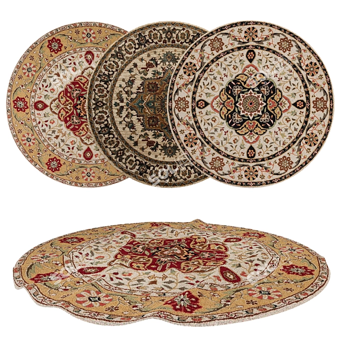 Round Rug Set with Variants 3D model image 1