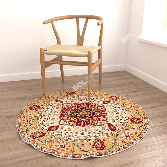 Round Rug Set with Variants 3D model image 2