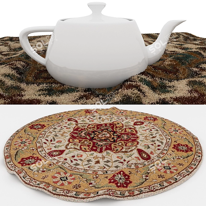 Round Rug Set with Variants 3D model image 4