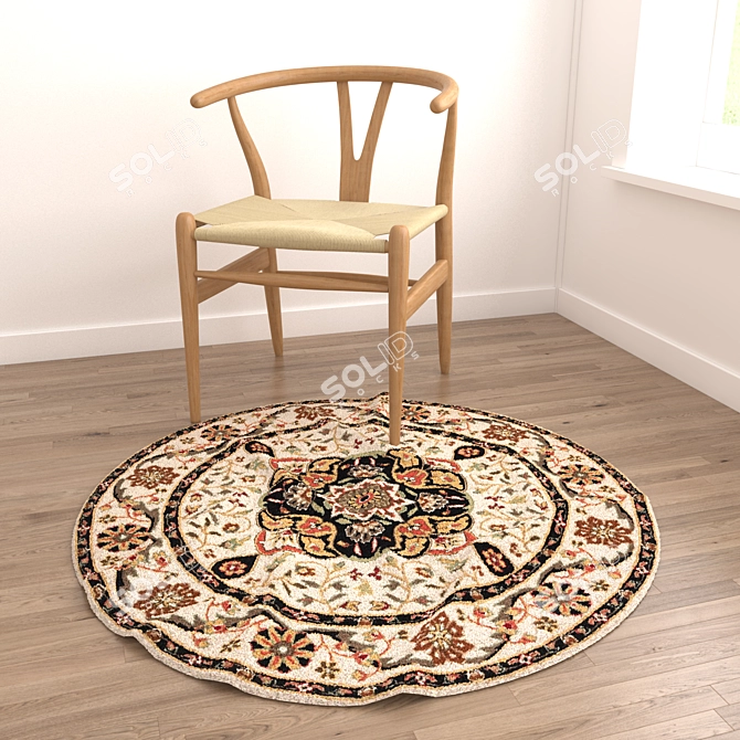 Round Rug Set with Variants 3D model image 6